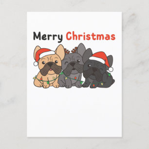 Cartes Pour Fêtes Annuelles Bouledogues français de Noël Animaux Chiens mignon