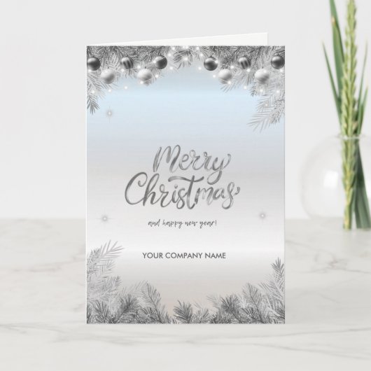 Cartes Pour Fêtes Annuelles Boules, Branches, Entreprise Argent (Devant)