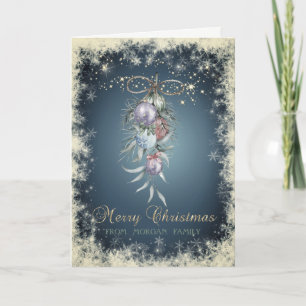 Cartes Pour Fêtes Annuelles Boules d'aquarelle de Noël chic, Snowflakes
