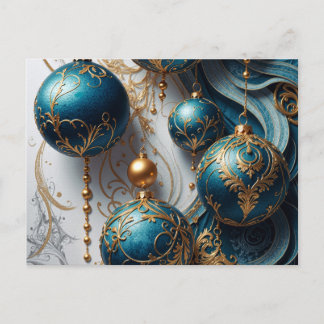 Cartes Pour Fêtes Annuelles Boules de Noël Bleu Or Charme Festif