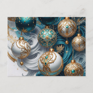 Cartes Pour Fêtes Annuelles Boules de Noël Bleu Or Luxe Ornement