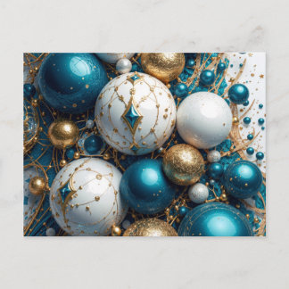 Cartes Pour Fêtes Annuelles Boules de Noël Bleu Or Premium