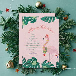 Cartes Pour Fêtes Annuelles Boules de Noël Flamant Rose Tropical Chapeau de Pè
