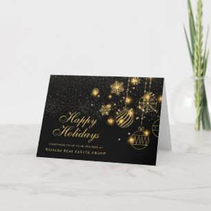 Cartes Pour Fêtes Annuelles Boules de Noël Gold Sparkle Salutation d'entrepris