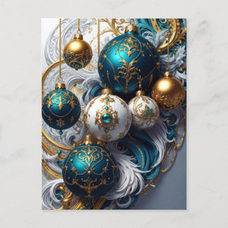 Cartes Pour Fêtes Annuelles Boules de Noël Luxueuses Bleu Or Ornement