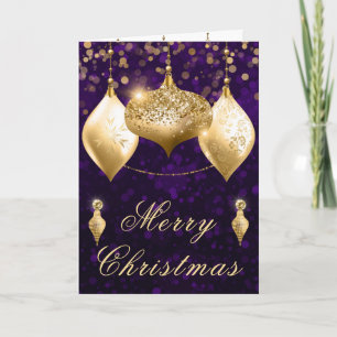 Cartes Pour Fêtes Annuelles Boules de Noël Pailletées Or