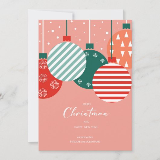 Cartes Pour Fêtes Annuelles Boules de Noël Rétro - Charme des Fêtes Classique (Devant)