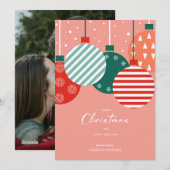 Cartes Pour Fêtes Annuelles Boules de Noël Rétro - Charme des Fêtes Classique (Devant / Derrière)