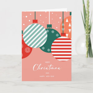 Cartes Pour Fêtes Annuelles Boules de Noël Rétro - Charme des Fêtes Classiques