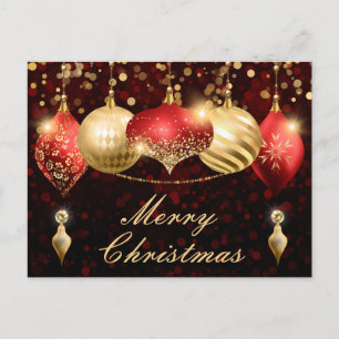 Cartes Pour Fêtes Annuelles Boules de Noël Rouge et Or