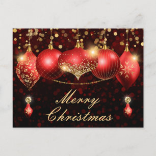 Cartes Pour Fêtes Annuelles Boules de Noël rouges et dorées