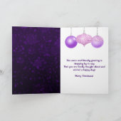 Cartes Pour Fêtes Annuelles Boules de Noël scintillantes rose et violet (Intérieur)