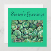 Cartes Pour Fêtes Annuelles Boules de Noël vertes (Devant / Derrière)