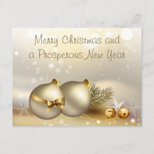 Cartes Pour Fêtes Annuelles Boules d'or, cloches et étoiles