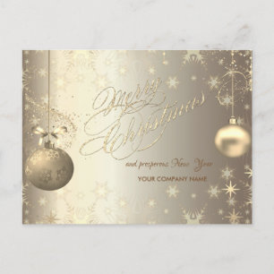 Cartes Pour Fêtes Annuelles Boules dorées Flocons de neige Étoiles Message de
