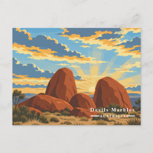 Cartes Pour Fêtes Annuelles Boules du Diable Australie Voyage Vintage