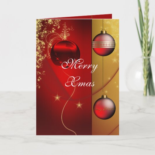 Cartes Pour Fêtes Annuelles Boules rouges Joyeux Noël (Devant)