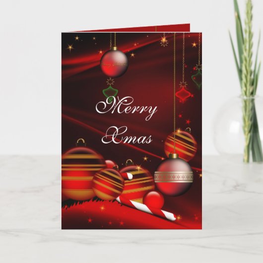 Cartes Pour Fêtes Annuelles Boules rouges Joyeux Noël (Devant)