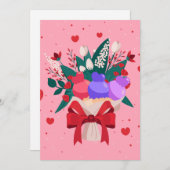 Cartes Pour Fêtes Annuelles Bouquet de crème glacée romantique Fleurs mignonne (Devant / Derrière)