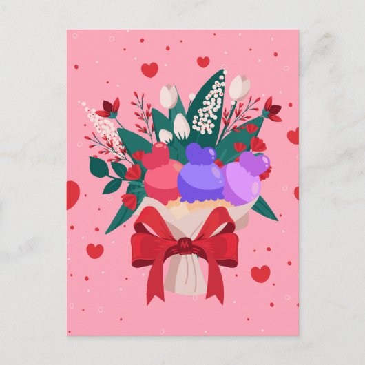 Cartes Pour Fêtes Annuelles Bouquet de crème glacée romantique Fleurs mignonne (Devant)