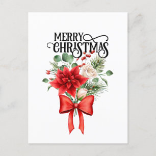 Cartes Pour Fêtes Annuelles Bouquet de fleur de Noël Rose Poinsettia