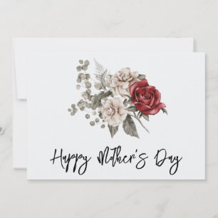 Cartes Pour Fêtes Annuelles Bouquet de fleurs bohème rouge gris et crème pour