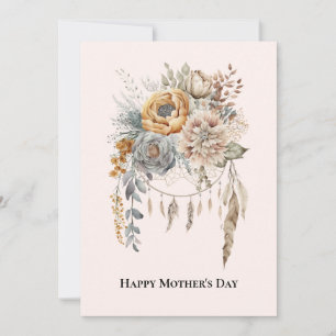Cartes Pour Fêtes Annuelles Bouquet de fleurs Boho en couleurs neutres Fête de