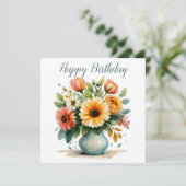 Cartes Pour Fêtes Annuelles Bouquet de fleurs d'aquarelle (Debout devant)