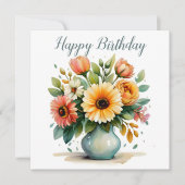 Cartes Pour Fêtes Annuelles Bouquet de fleurs d'aquarelle (Devant)