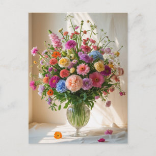 Cartes Pour Fêtes Annuelles Bouquet de fleurs mixtes jolies et colorées dans u