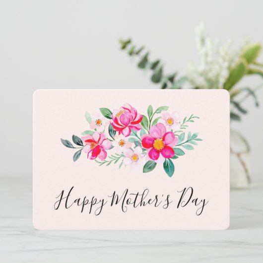Cartes Pour Fêtes Annuelles Bouquet de fleurs rose tendre ludique pour la fête (Debout devant)