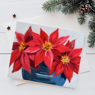 Cartes Pour Fêtes Annuelles Bouquet de Noël à l'Euphorbe Rouge Floral Aquarell