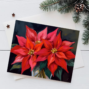 Cartes Pour Fêtes Annuelles Bouquet de Noël aux poinsettias rouges aquarelle