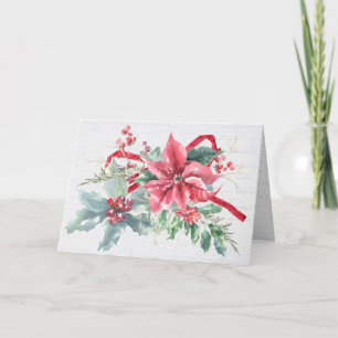Cartes Pour Fêtes Annuelles Bouquet de Noël Poinsettia sur bois