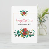 Cartes Pour Fêtes Annuelles Bouquet de Noël rouge moderne et or (Debout devant)