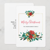 Cartes Pour Fêtes Annuelles Bouquet de Noël rouge moderne et or (Devant / Derrière)