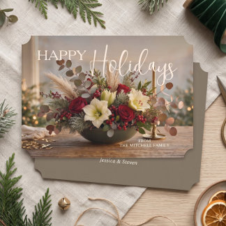 Cartes Pour Fêtes Annuelles Bouquet de poinsettia personnalisé Photo florale