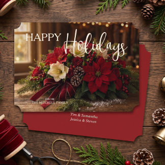 Cartes Pour Fêtes Annuelles Bouquet de poinsettia personnalisé Photo florale