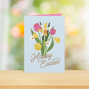 Cartes Pour Fêtes Annuelles Bouquet de printemps Tulip Daffodique de Pâques