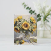 Cartes Pour Fêtes Annuelles Bouquet De Tournesols D - Huiles (Debout devant)