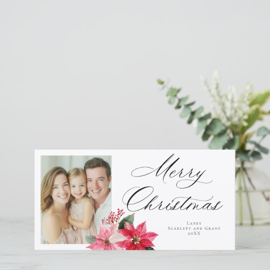 Cartes Pour Fêtes Annuelles Bouquet des fêtes de Noël au poinsettia joyeux (Debout devant)