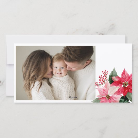 Cartes Pour Fêtes Annuelles Bouquet des fêtes de Noël au poinsettia joyeux (Dos)