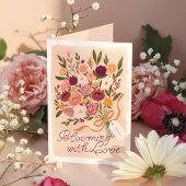 Cartes Pour Fêtes Annuelles Bouquet fleuri Bow Valentine's Day Card
