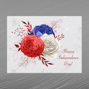 Cartes Pour Fêtes Annuelles Bouquet floral bleu rouge patriotique