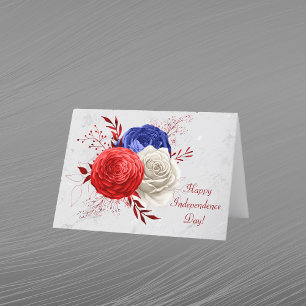 Cartes Pour Fêtes Annuelles Bouquet floral bleu rouge patriotique