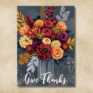 Cartes Pour Fêtes Annuelles Bouquet Floral Coloré de Remerciement pour l'Actio