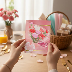 Cartes Pour Fêtes Annuelles Bouquet floral pour la fête des mères Rose et or