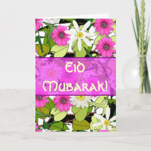 Cartes Pour Fêtes Annuelles Bouquet floral rose Eid Mubarak