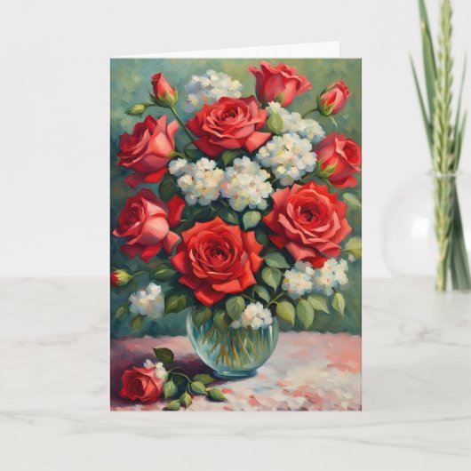 Cartes Pour Fêtes Annuelles Bouquet rouge et blanc Valentine (Devant)