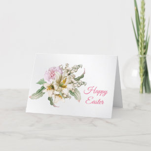 Cartes Pour Fêtes Annuelles Bouquet vintage Rose Blanc Lily